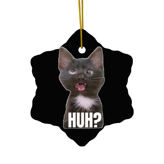 Funny Cross Eyed Cat Meme Huh Funny Cat Ceramic Ornaments