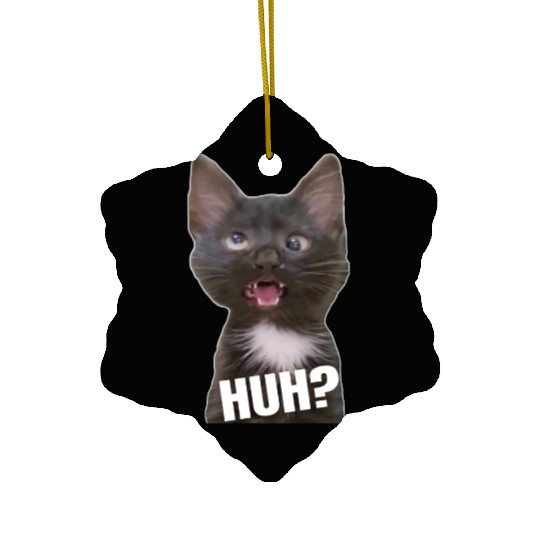 Funny Cross Eyed Cat Meme Huh Funny Cat Ceramic Ornaments