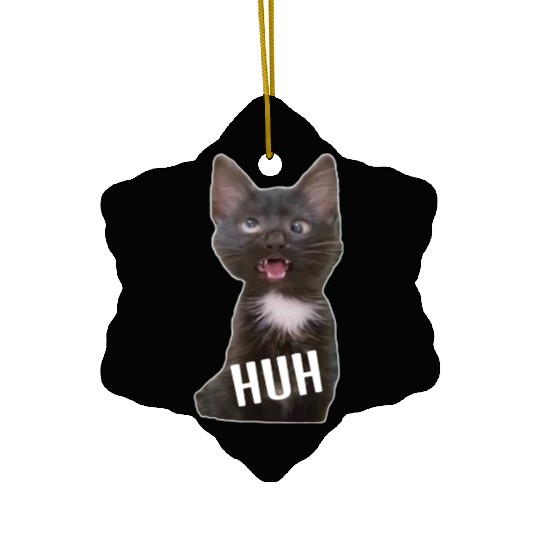 Funny Cross Eyed Cat Meme Huh Funny Cat Ceramic Ornaments