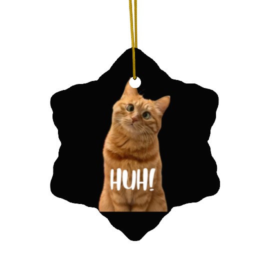 Funny Cross-Eyed Cat Meme Huh Funny Cat Ceramic Ornaments