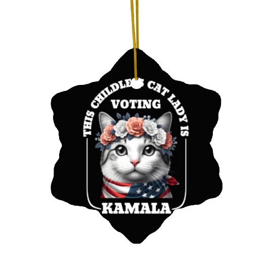 This childless cat lady is voting Kamala Harris Ceramic Ornaments
