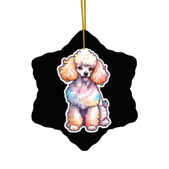 Poodle Watercolor Ceramic Ornaments