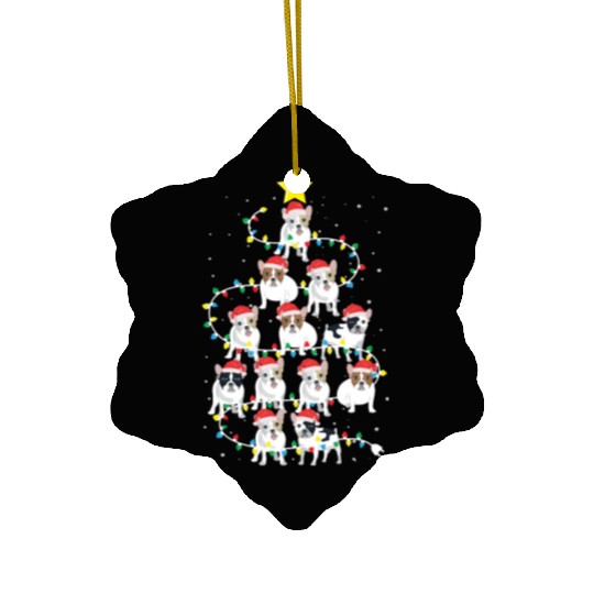 English Bulldog Christmas Tree Dog Santa Claus Ceramic Ornaments