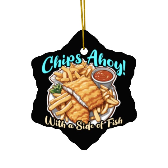 Fish And Chips Chips Ahoy With A British Cuisine Ceramic Ornaments