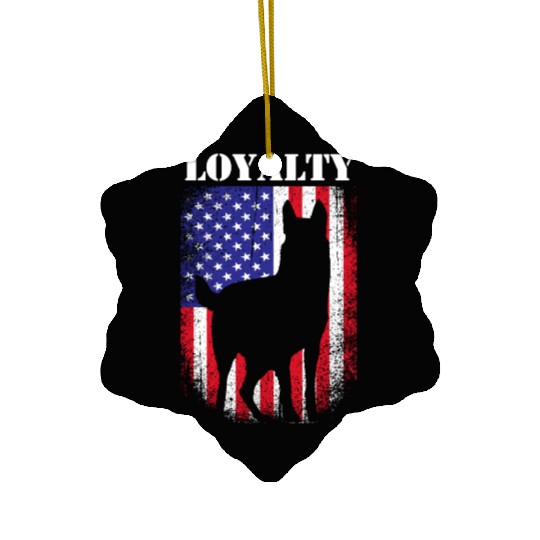 4th Of July US Flag Police Dog Loyalty K9 Dog Ceramic Ornaments