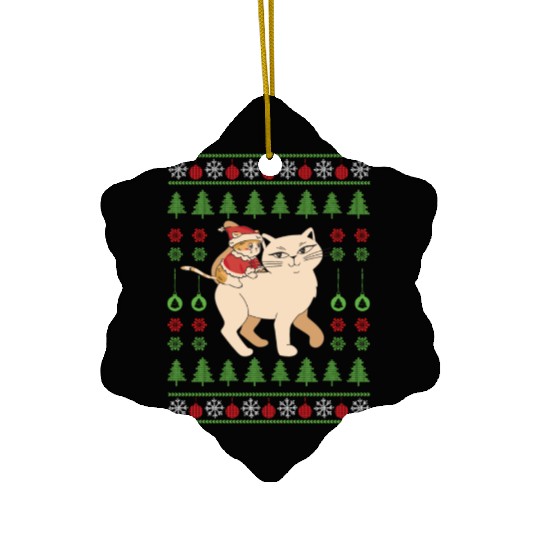 Cat Christmas Santa Caticorn Unicorn Meowy Catmas Ceramic Ornaments