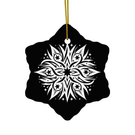 Fancy Star Composition Tattoo Style Ceramic Ornaments