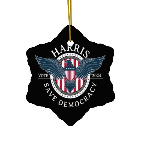 Kamala Harris Save Democracy Vote 2024 Ceramic Ornaments