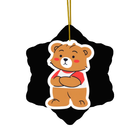 A nostalgic picture of a teddy bear Ceramic Ornaments