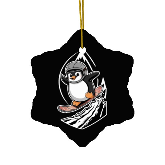 Snowboarding Penguin Adventure Ceramic Ornaments