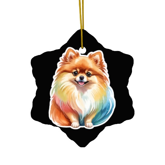 Pomeranian Watercolor Ceramic Ornaments