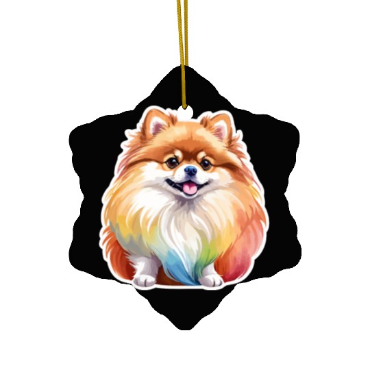 Pomeranian Watercolor Ceramic Ornaments