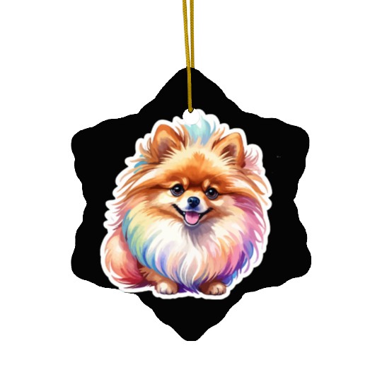 Pomeranian Watercolor Ceramic Ornaments