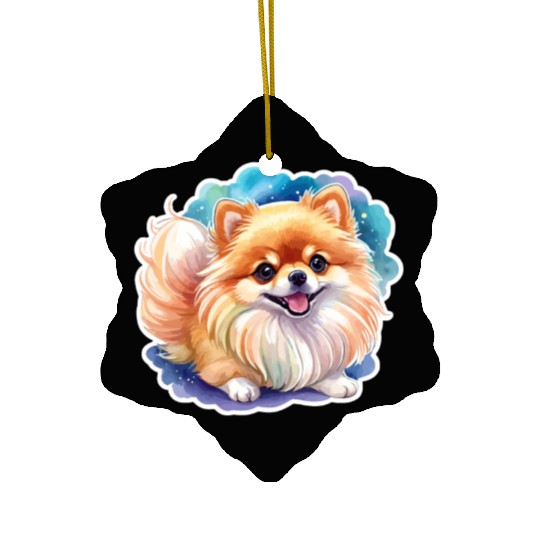 Pomeranian Watercolor Ceramic Ornaments