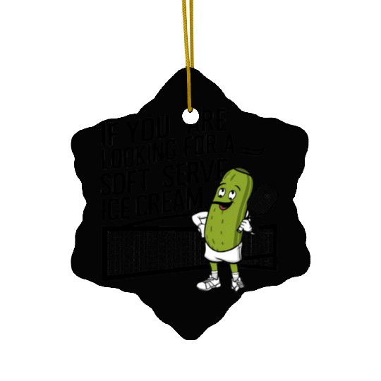 pickle character plays tennis Ceramic Ornaments