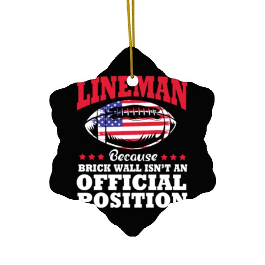 4th Of July US Flag Football Lineman Brick Wall Ceramic Ornaments