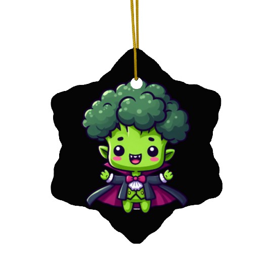 Cute Halloween Broccoli Vampire Cartoon Green Ceramic Ornaments