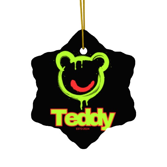 Neon Drip Teddy Bear Illustration Ceramic Ornaments