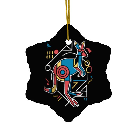 Geometric Kangaroo Art Colorful Abstract Ceramic Ornaments