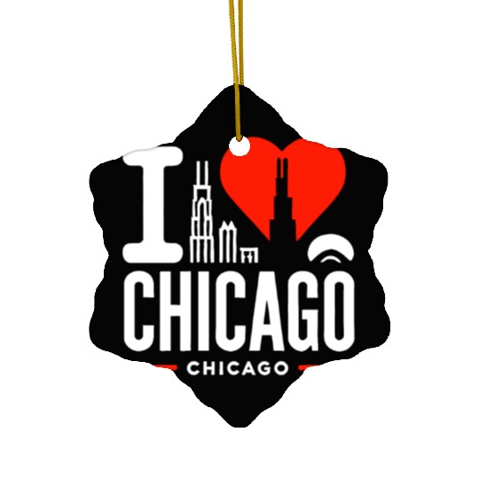 I Love Chicago The Windy City Chi-Town Ceramic Ornaments