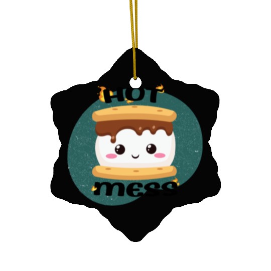 Hot Mess Kawaii S'more Meme Ceramic Ornaments