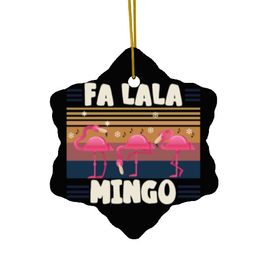 Candy Cane Flamingoes Fa La La MINGO Flamingo Ceramic Ornaments
