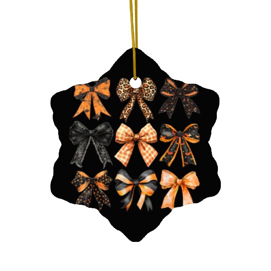 Coquette Halloween Bow Girly Spooky Season Hallowe Ceramic Ornaments