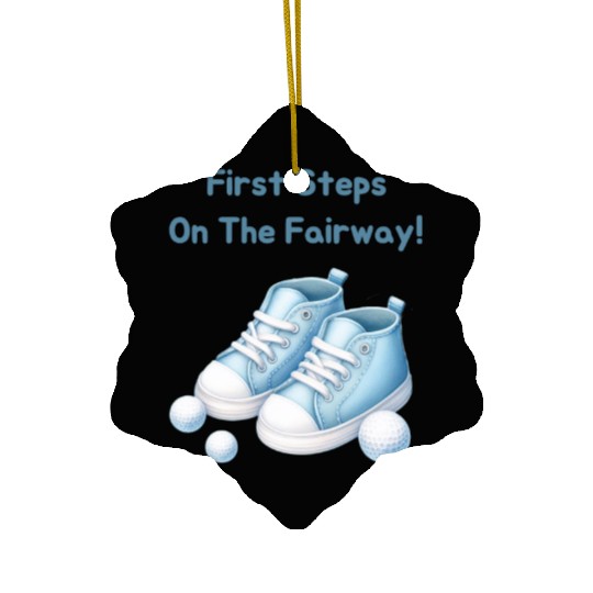 First Steps on the Fairway - Blue Kids' Golf Shoes Ceramic Ornaments