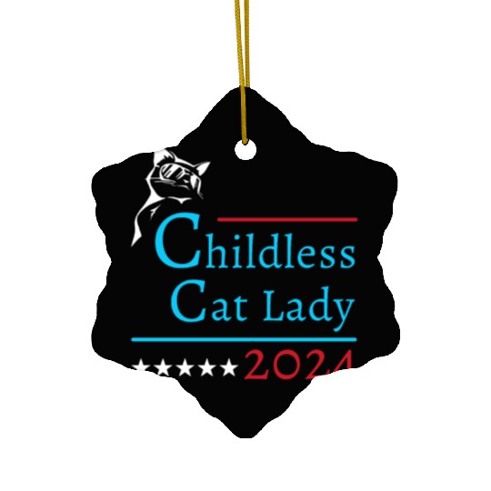 "Childless Cat Lady" Kamala Harris 2024 Ceramic Ornaments
