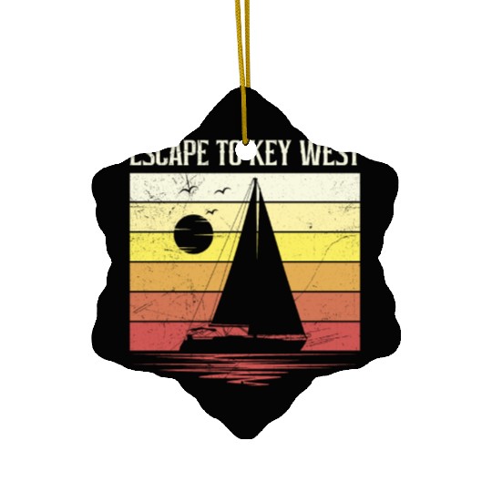 Florida ESCAPE TO KEY-WEST Sailing Florida Ceramic Ornaments