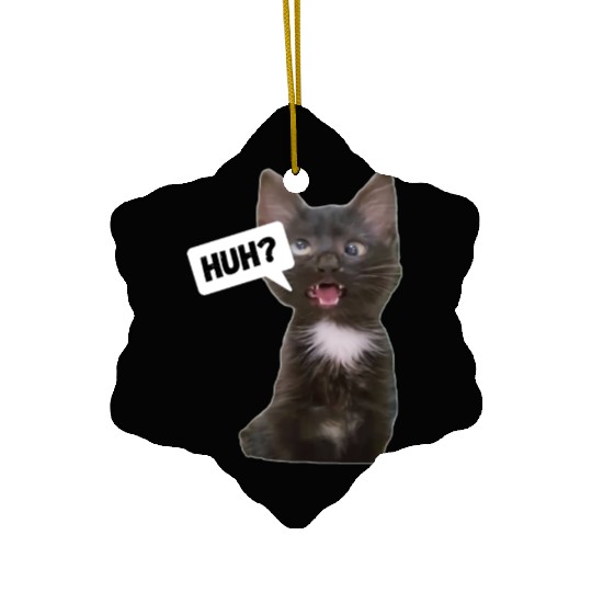 Funny Cross Eyed Cat Meme Huh Funny Cat Ceramic Ornaments