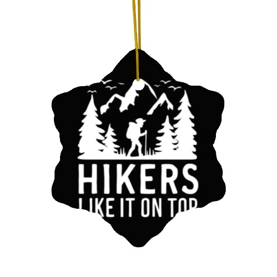 Hikers Hiking Mountains Forests Nature Ceramic Ornaments