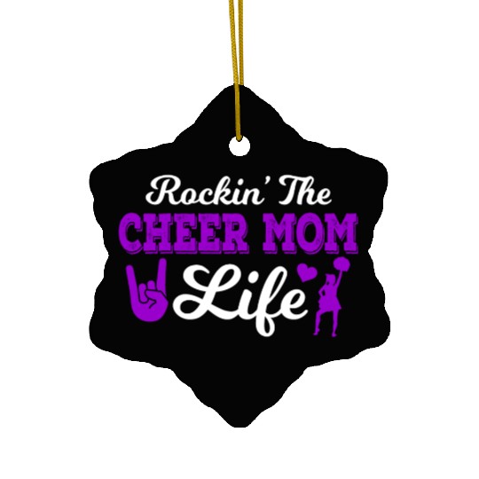 Rockin Cheer Mom Life Cheerleading Mother's Day Ceramic Ornaments