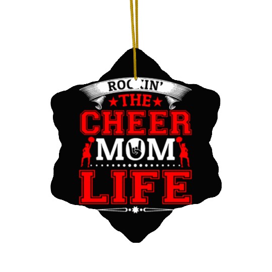 Rockin Cheer Mom Life Cheerleading Mother's Day Ceramic Ornaments
