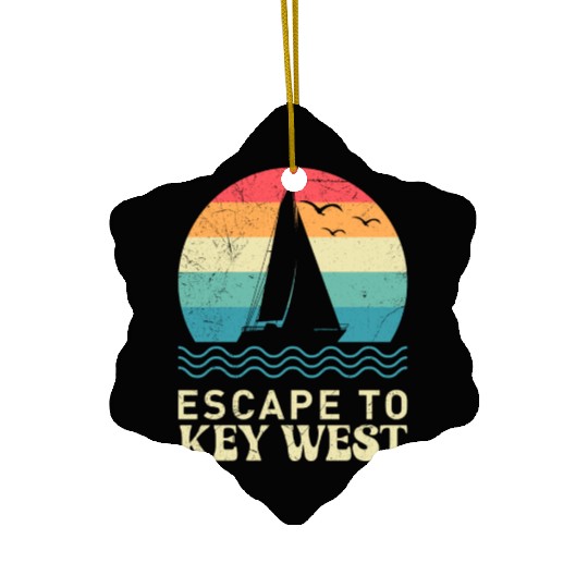 Florida ESCAPE TO KEY-WEST Sailing Florida Ceramic Ornaments