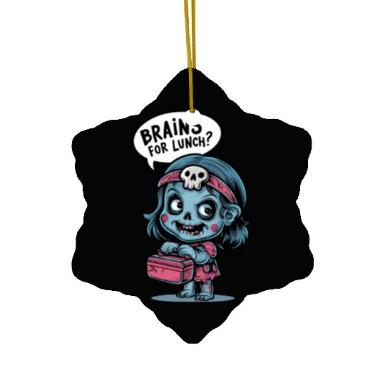 Zombie School Girl Lunchbox Brains For Lunch? Ceramic Ornaments