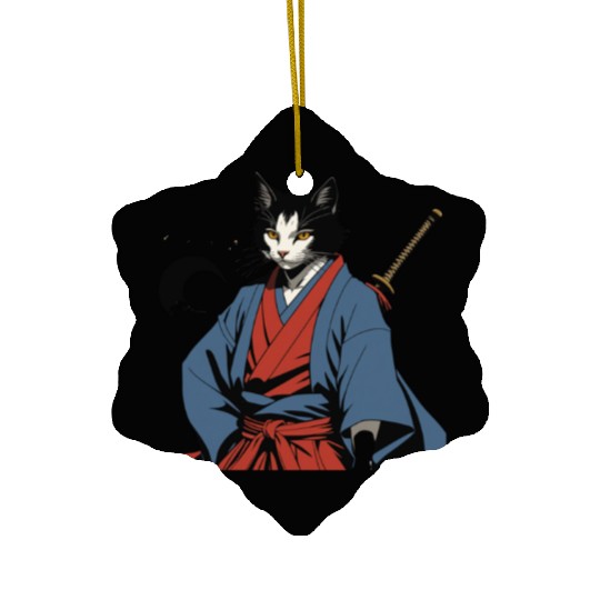 Samurai Cat Ceramic Ornaments