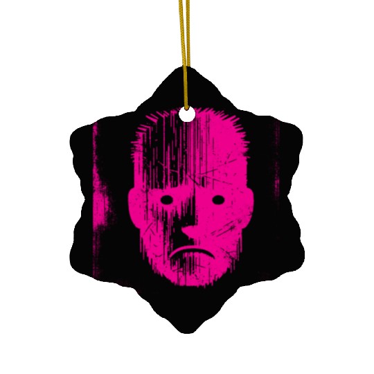 Sad Weird Face Pink Ceramic Ornaments