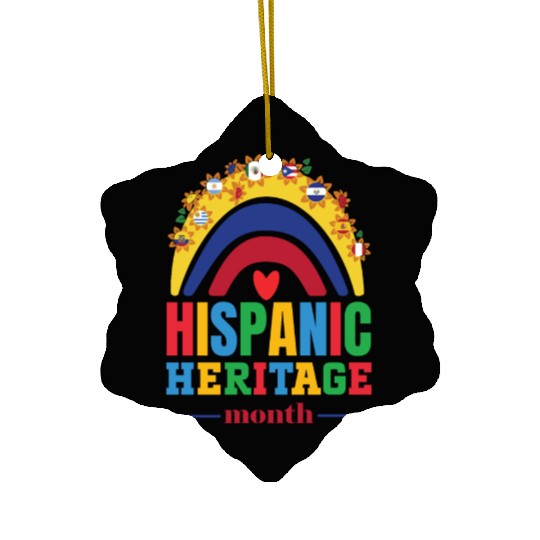 Hispanic heritage month flags colorful rainbow col Ceramic Ornaments