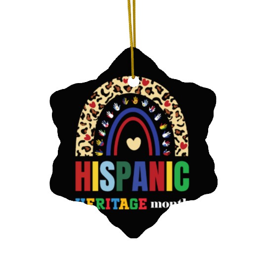 Peace love hispanic heritage colorful rainbow colo Ceramic Ornaments