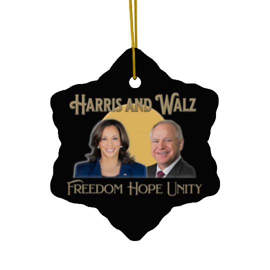 Harris Walz Freedom Hope and Unity Ceramic Ornaments