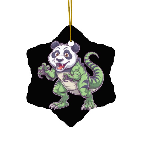 Dino dinosaur T-Rex panda fantasy creature quirky Ceramic Ornaments