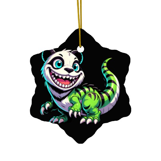 Quirky dino T-Rex panda mythical creature fantasy Ceramic Ornaments
