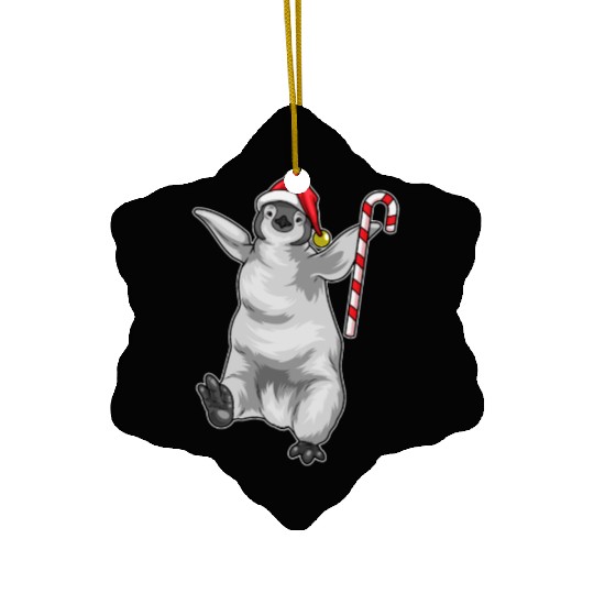 Penguin Christmas Candy cane Ceramic Ornaments