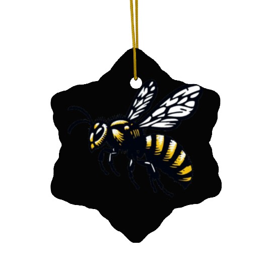 Two Color Wasp Insect Art 2 Ceramic Ornaments