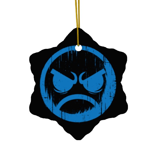 Cool Blue Angry Face Ceramic Ornaments