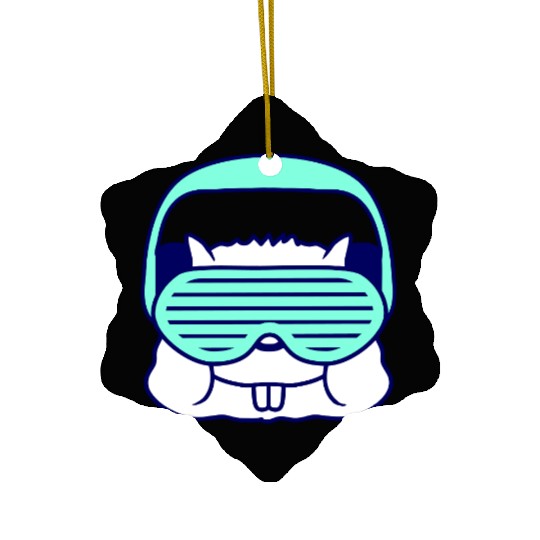 Cute DJ Hamster Party Animal Guinea Pig Pet Face Ceramic Ornaments