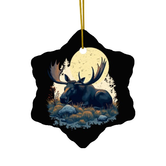 Sleepshirt Scandinavia Sleeping Moose Reindeer Ceramic Ornaments