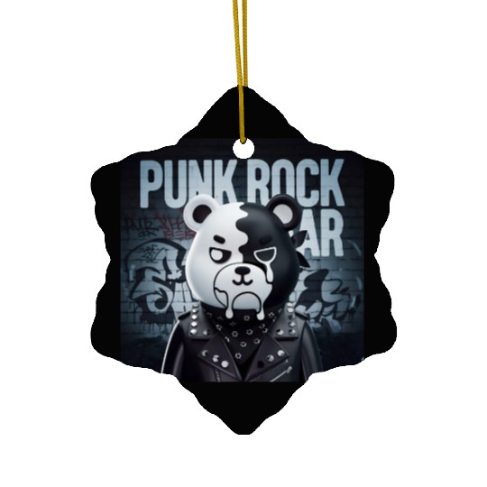 Punk Rock Bear Ceramic Ornaments