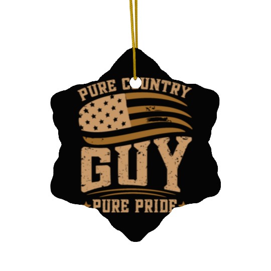 Small Town Us Flag Country Livin Boy Ceramic Ornaments